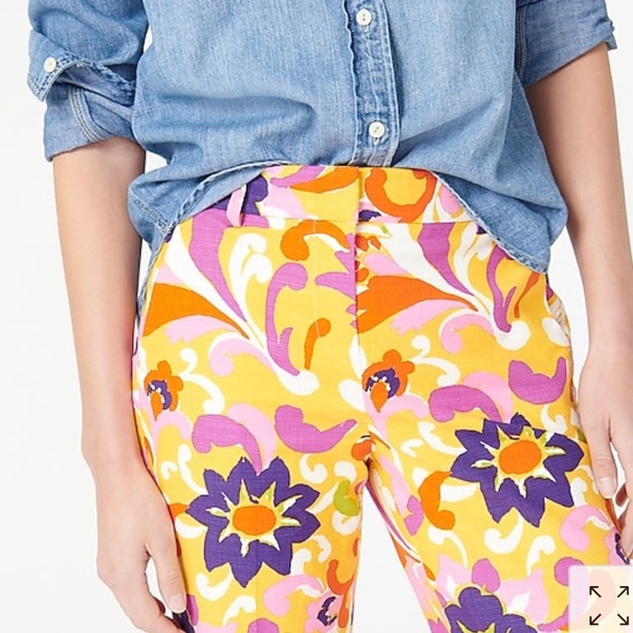J Crew HIGH-RISE PEYTON PANT IN RATTI CURLY FLORAL - Picture 1 of 7